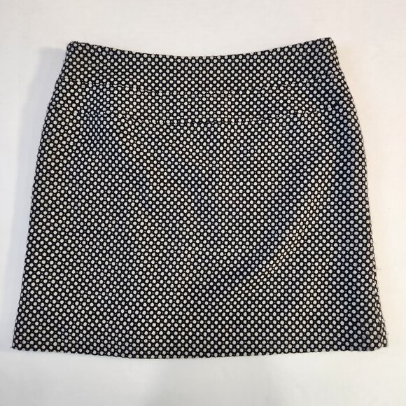 Geoffrey Beene Sport Tweed Mini Skirt 2 Black White Faux Button Front Preppy - Picture 2 of 9